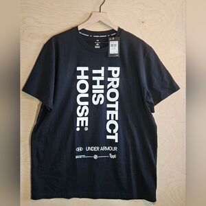 Under Armour Black Graphic T-Shirt for Mens XL Protect This House Logo